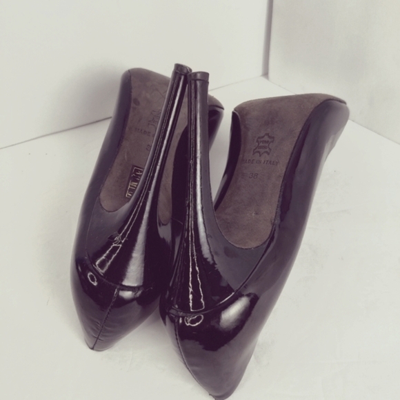 Kurt Geiger Black Patent Leather Stiletto Pumps 4" Heels Round Toe Sz 38 - Picture 11 of 15